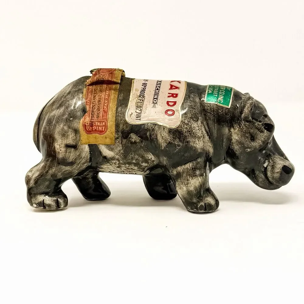 Vintage Luxardo Maraschino Hippo Ceramic Miniature Decanter Bottle Italy 2 Oz